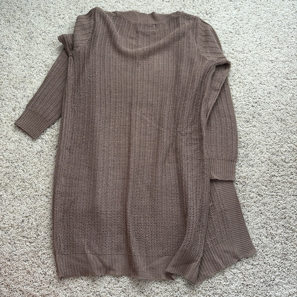 Ambiance Tan Brown Women's Cardigan Sweater long pocket medium - Picture 3 of 3